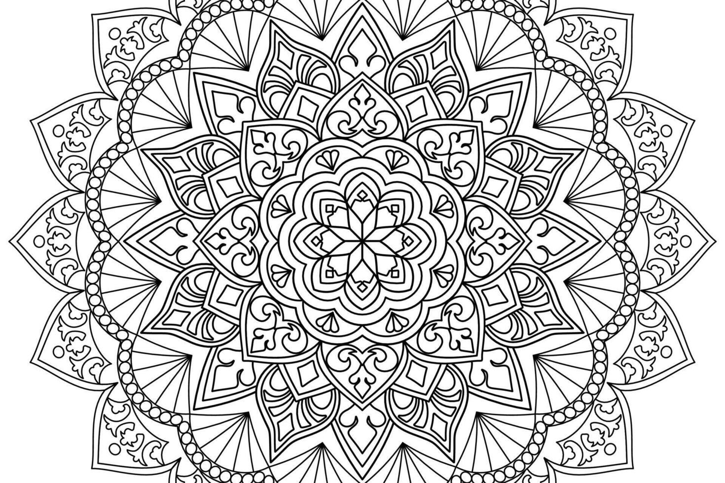 mandala colorazione pagina per bambini e adulti pagina per rilassamento e meditazione. circolare modello. decorativo ornamento etnico orientale stile. linea arte disegno colorazione pagina. illustrazione vettore