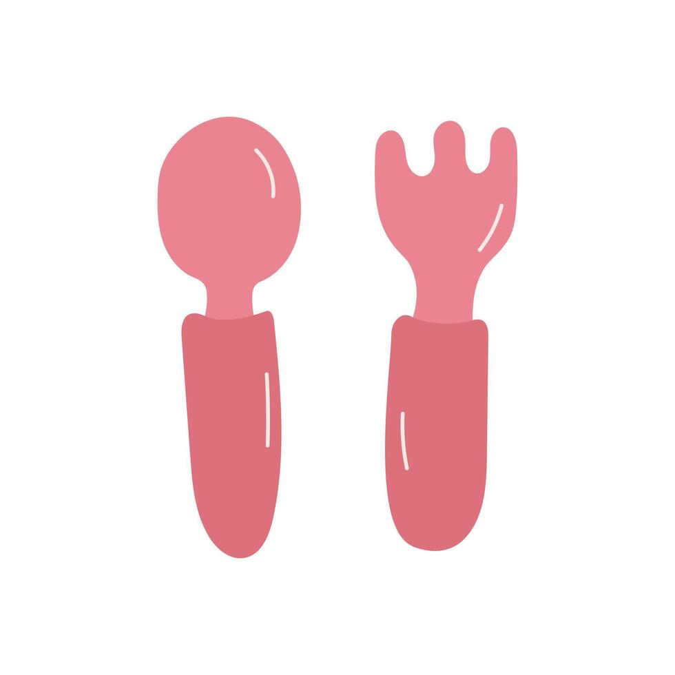 figli di impostato di forchetta e cucchiaio rosa colore illustrazione vettore
