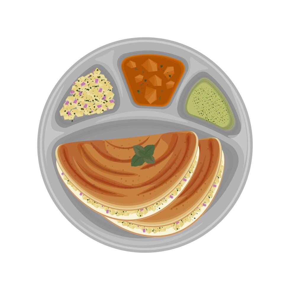 illustrazione logo masala dosa Sud indiano cibo vettore