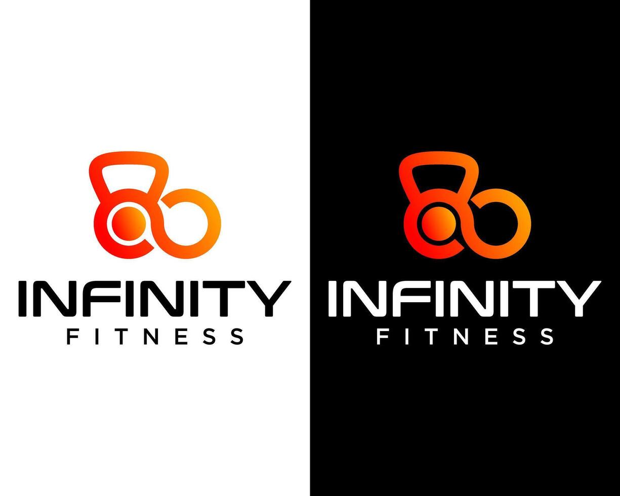 kettlebell e infinito simbolo fitness sport logo design. vettore