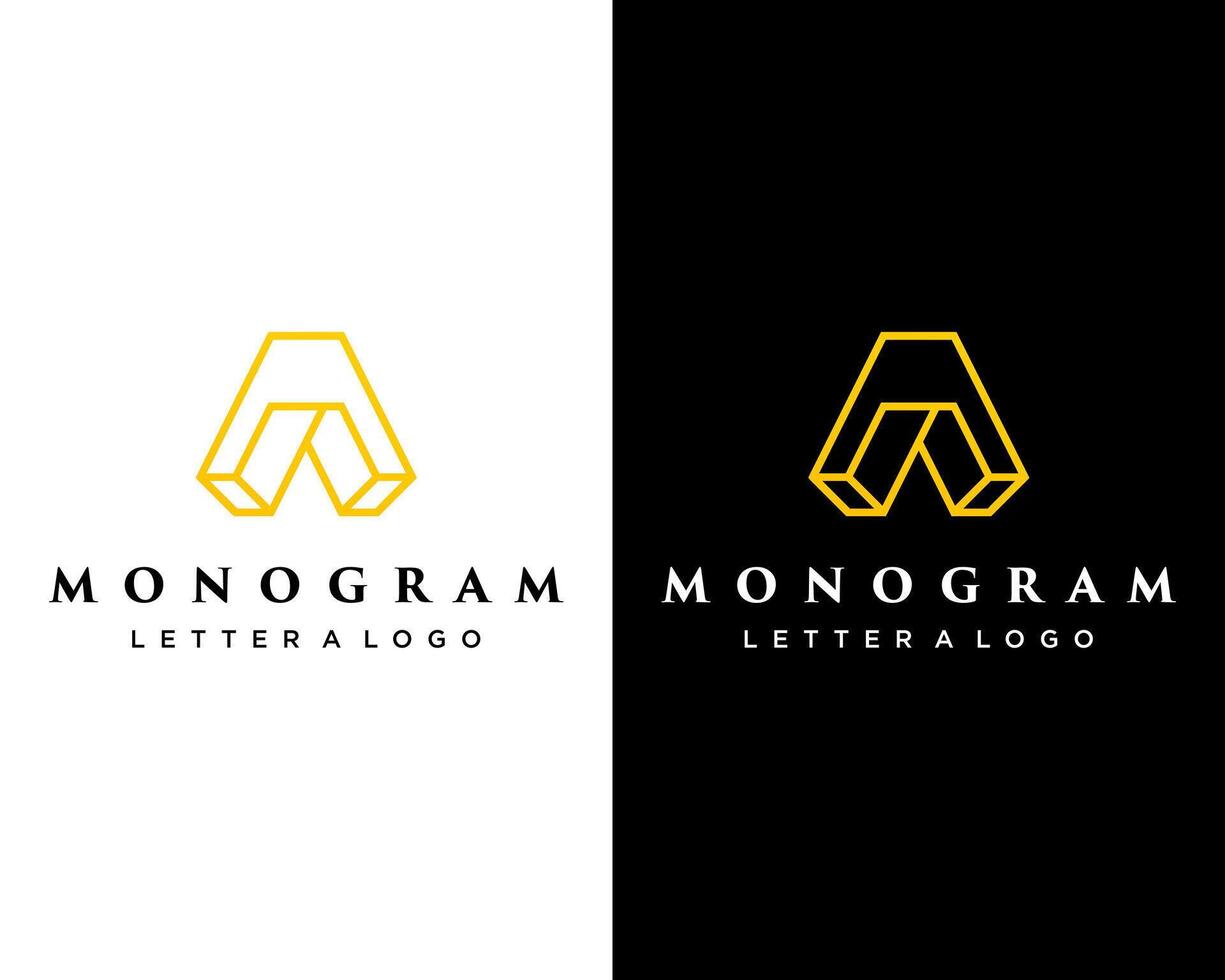 lettera un' monogramma geometrico linea logo design. vettore