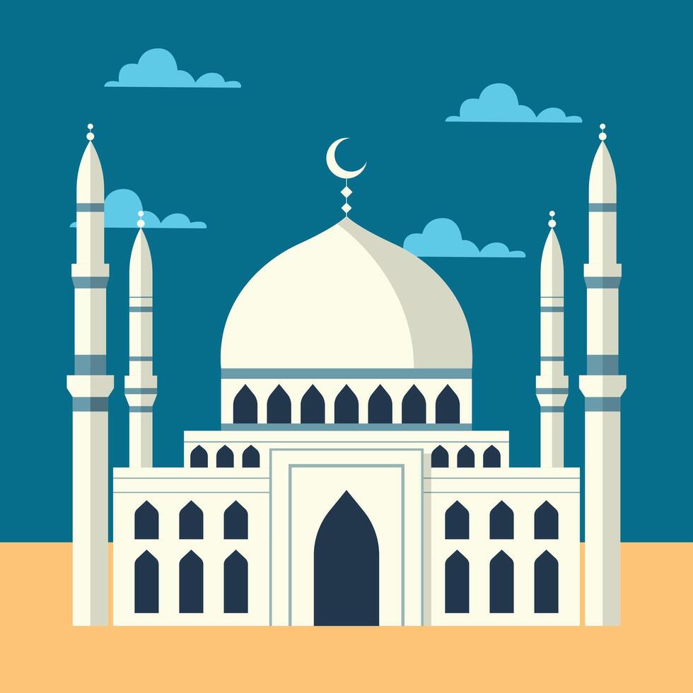 illustrazione di un' bellissimo bianca moschea vettore
