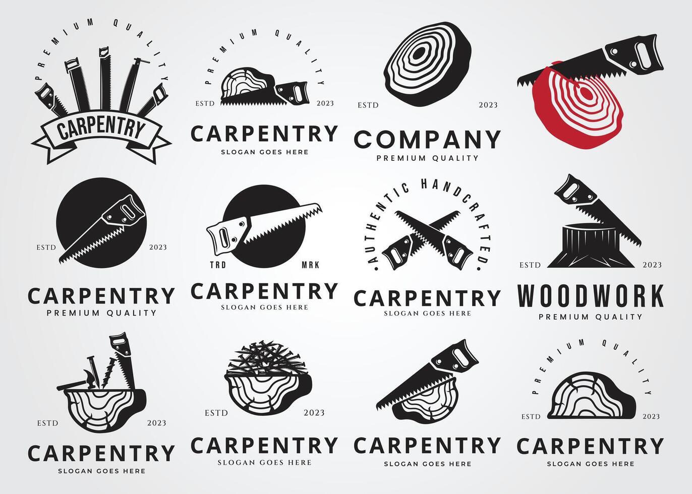 impostato fascio carpenteria silhouette simbolo icona . la lavorazione del legno retrò Vintage ▾ logo illustrazione design vettore