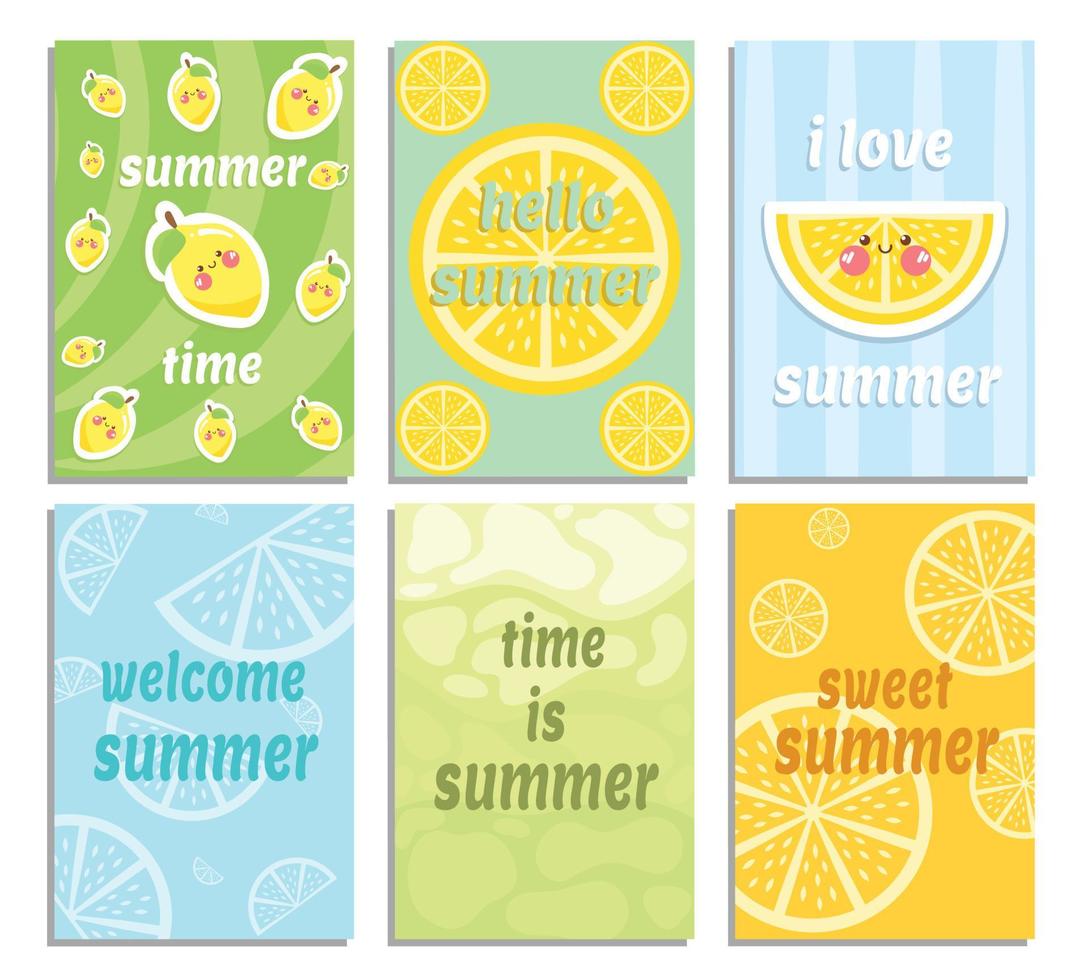 set di una simpatica collezione di carte estive con frutti di anguria vettore