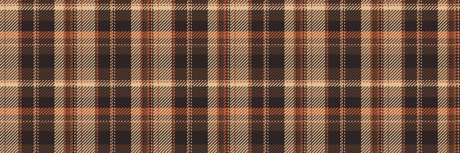 sciarpa tessile dai un'occhiata senza soluzione di continuità, bufalo tartan modello. design tessuto plaid sfondo struttura nel arancia e buio colori. vettore