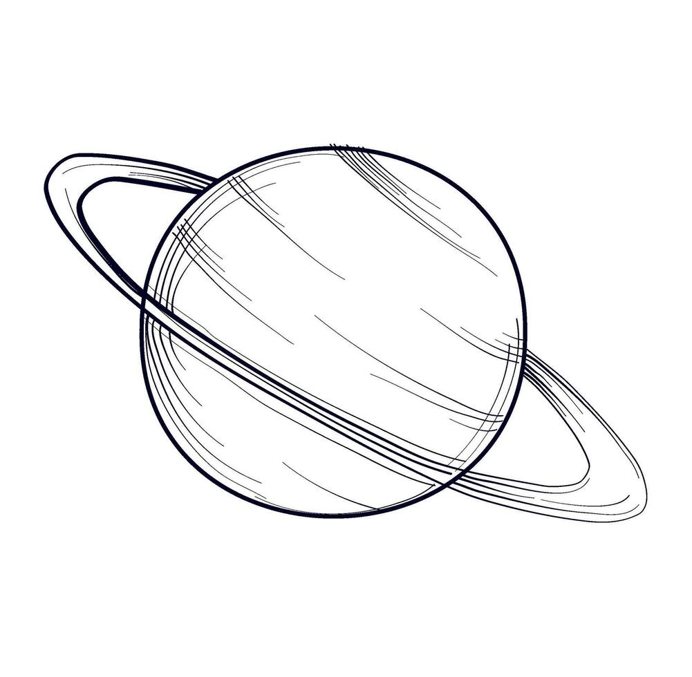 mano disegno di il pianeta Saturno illustrazione vettore