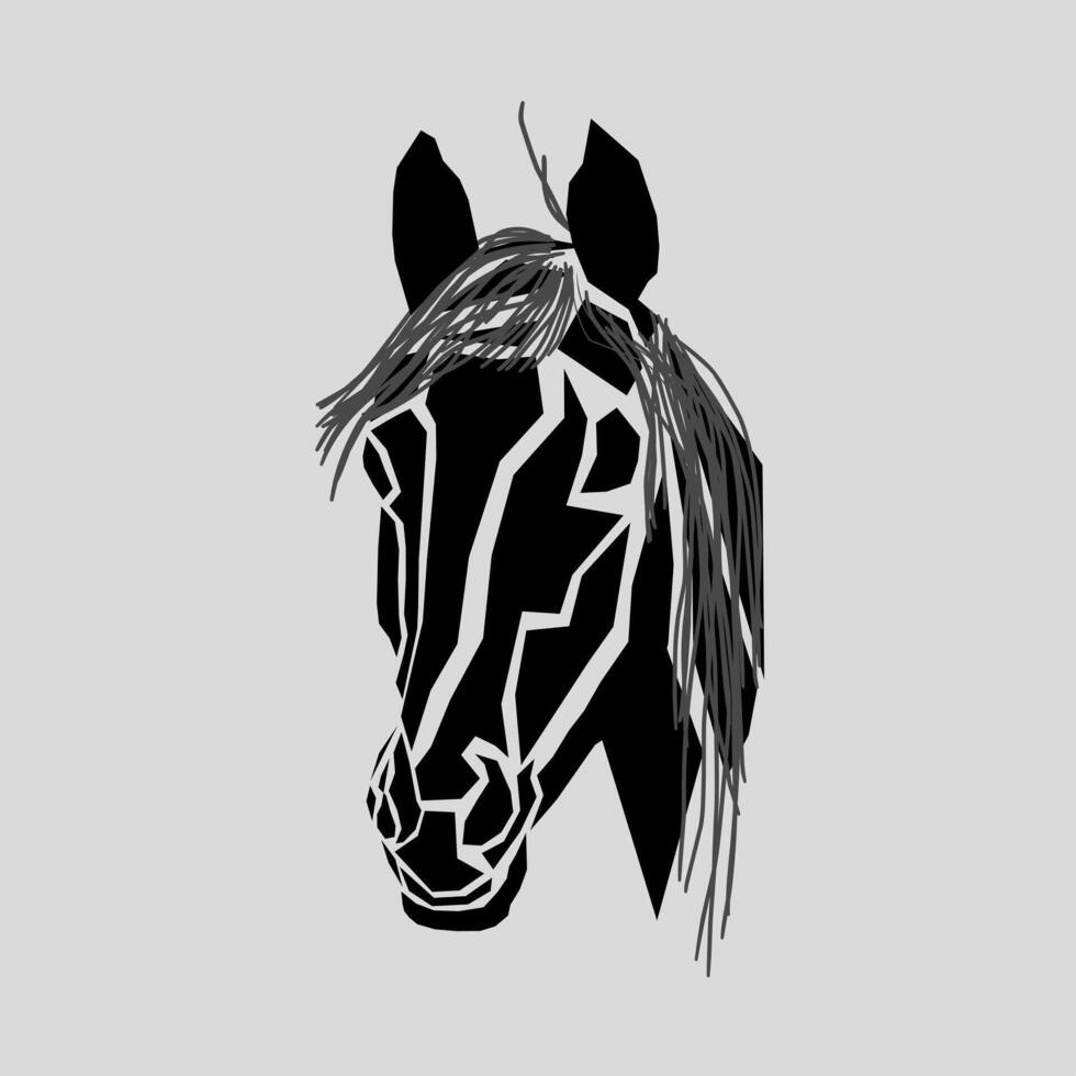 unico e creativo illustrazione di un' cavalli viso o testa. vettore