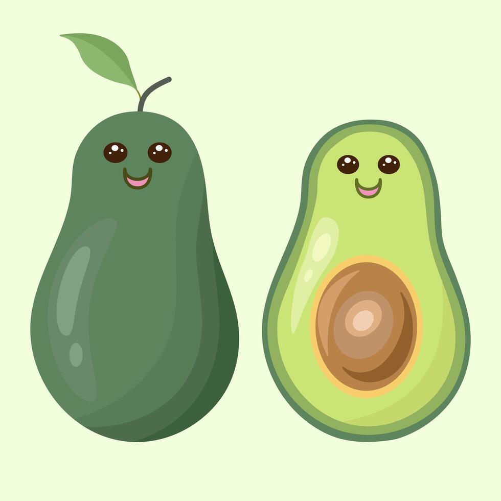 avocado carattere, piatto illustrazione vettore