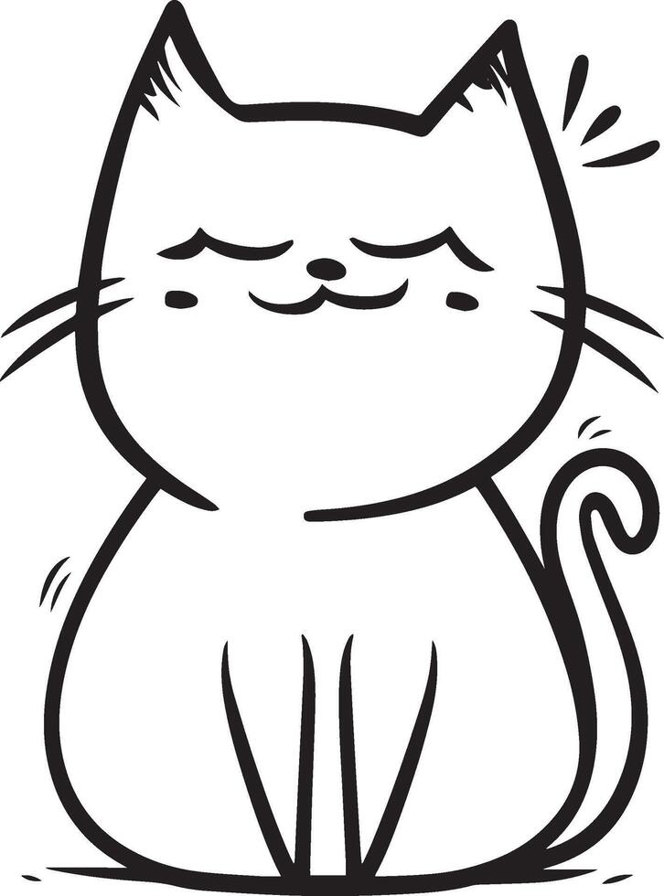 semplice linea disegno di gatto vettore