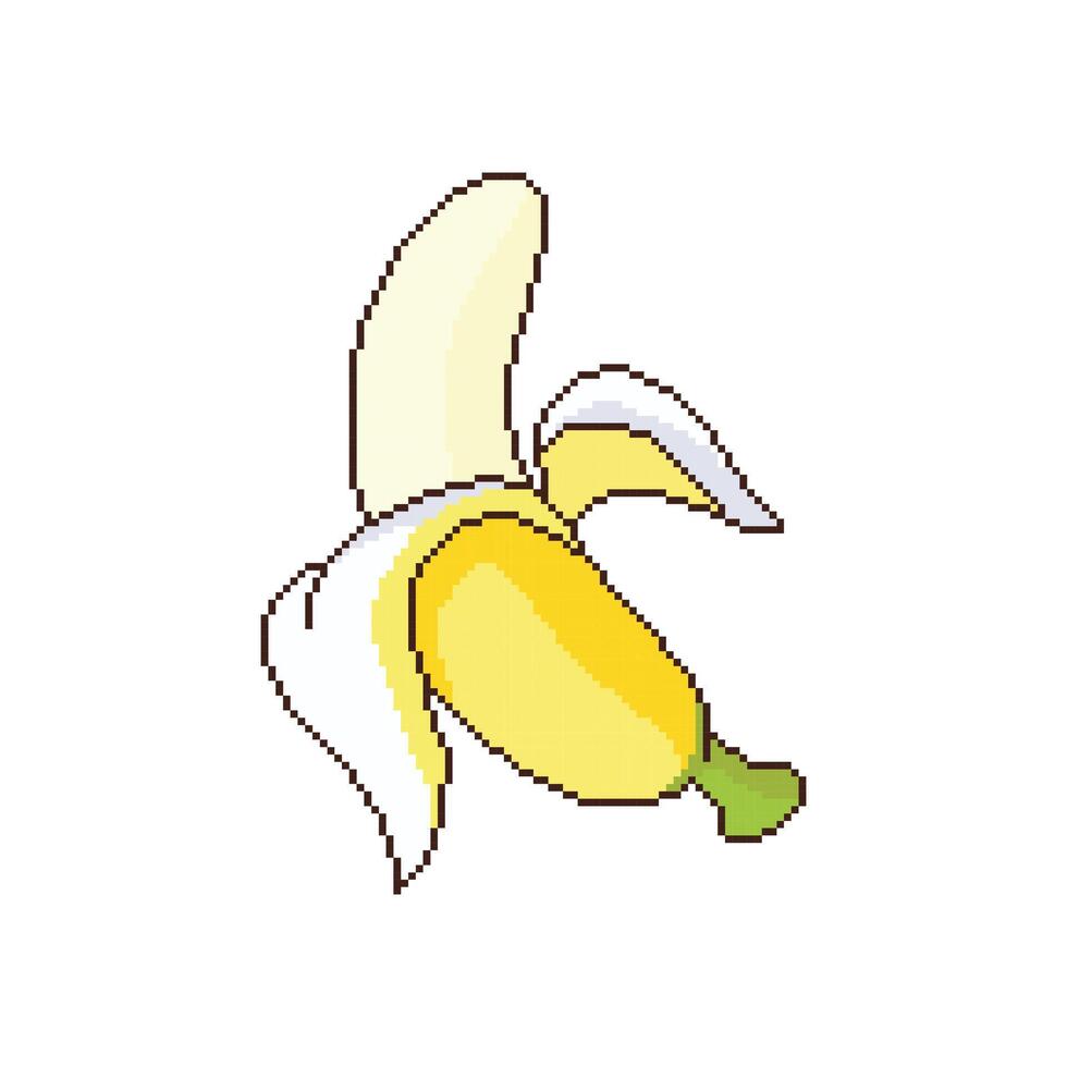 pixel arte di pelato cartone animato Banana isolato pixelazione vettore