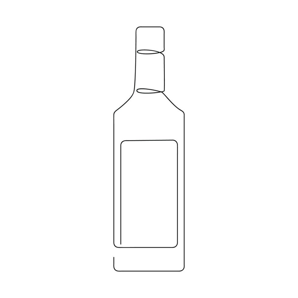 bottiglia di Tequila disegnato nel uno continuo linea. uno linea disegno, minimalismo. illustrazione. vettore