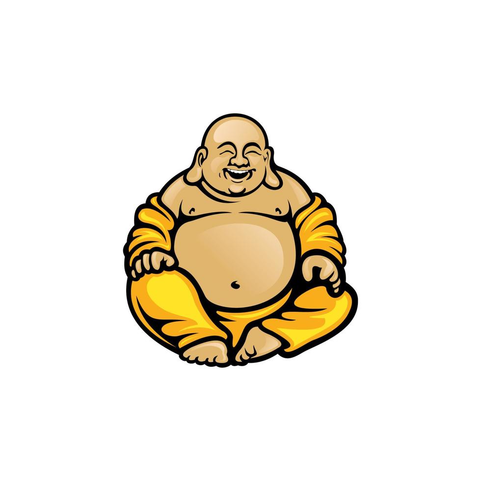 cartone animato del personaggio di buddha che ride. illustrazione del fumetto di vettore. religione vettore