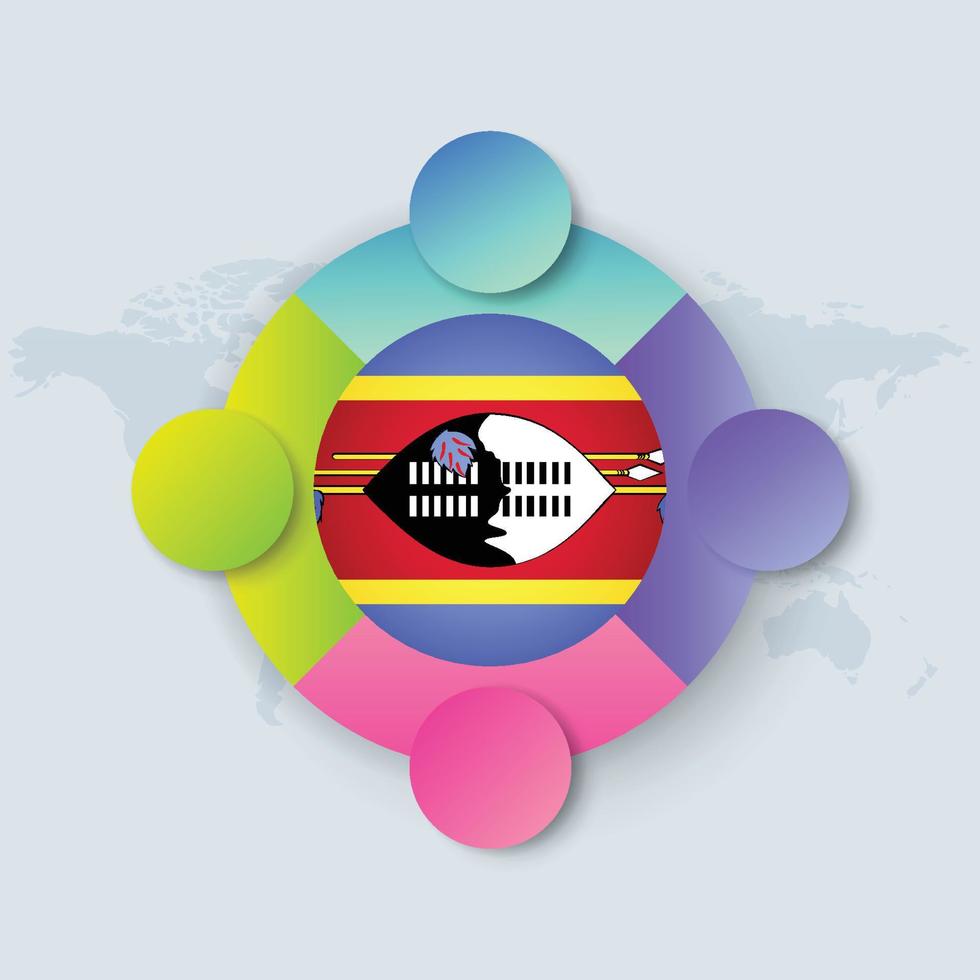 bandiera dello swaziland con un design infografico isolato sulla mappa del mondo vettore