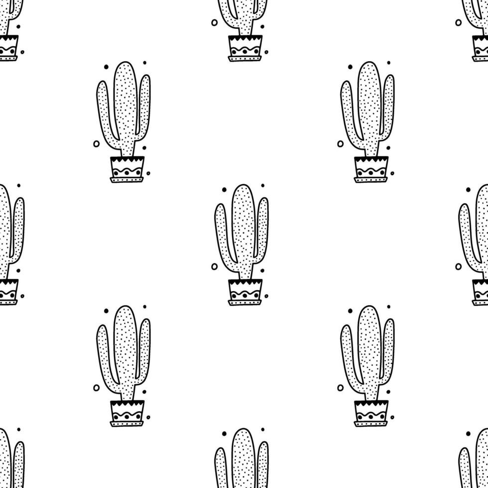 mano disegnato scarabocchio messicano cactus senza soluzione di continuità modello vettore
