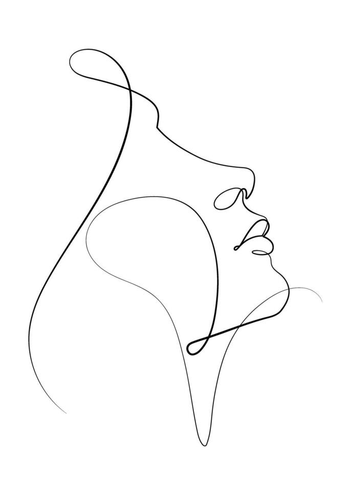 bellezza donna viso femminismo concetto continuo uno linea disegno fiorire vettore