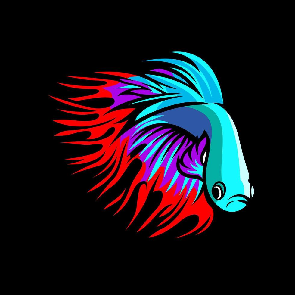 corona coda betta pesce mascotte. esport logo design vettore