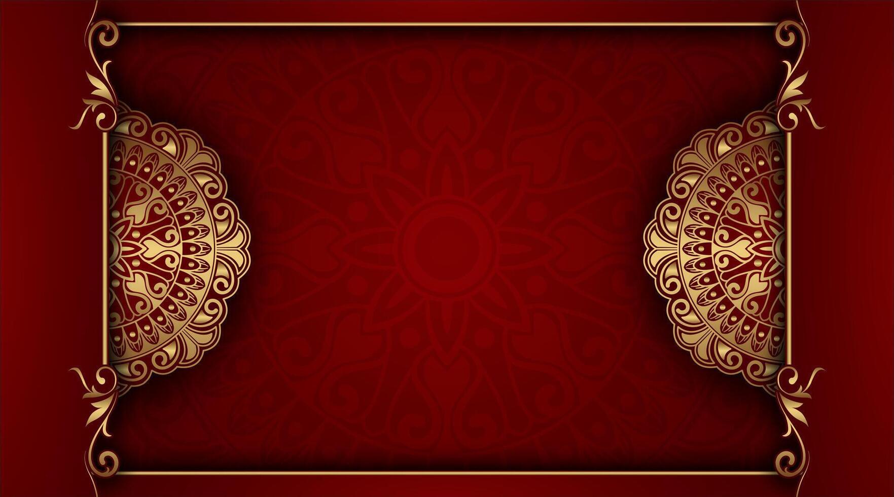 lusso rosso sfondo con ornamentale mandala vettore