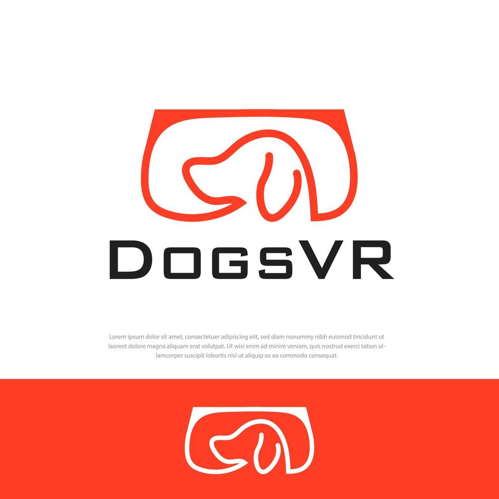 logo del cane che gioca stile di linea di gioco virtuale unico design vettoriale semplice