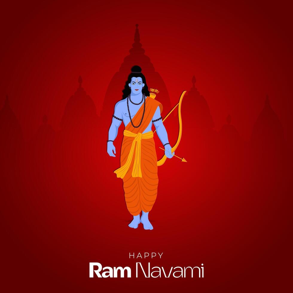 felice ram navami festival dell'india post sui social media vettore