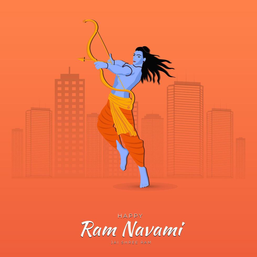 felice ram navami festival dell'india post sui social media vettore