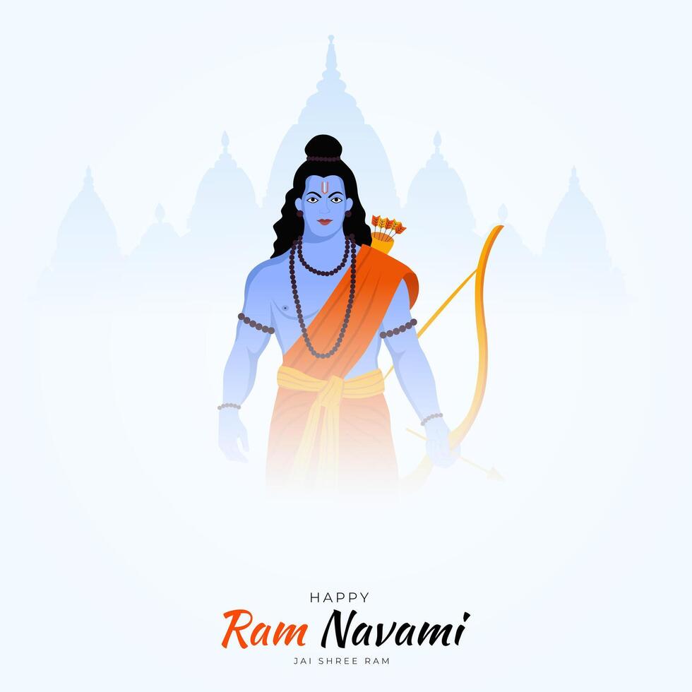 felice ram navami festival dell'india post sui social media vettore