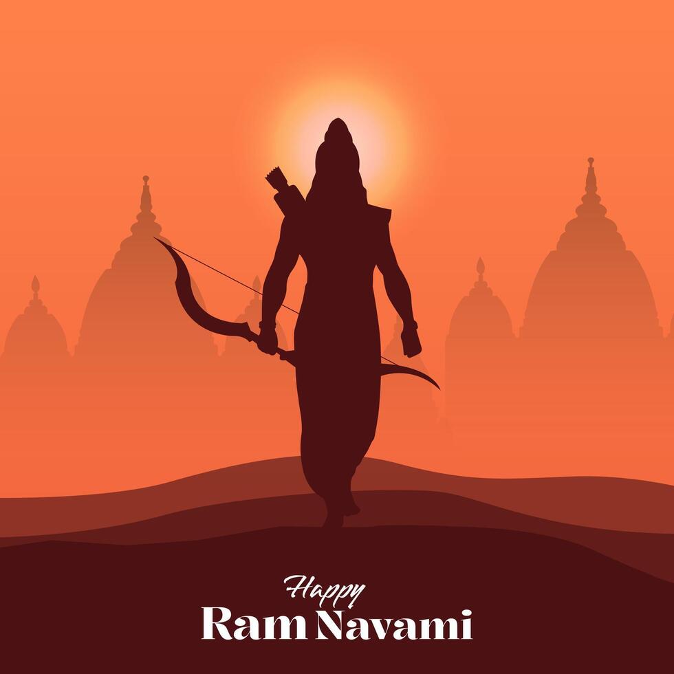 felice ram navami festival dell'india post sui social media vettore