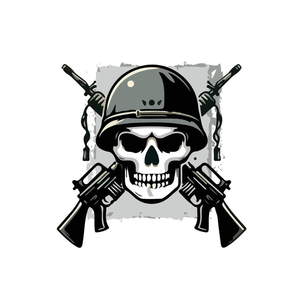 esercito cranio con macchina pistole vettore