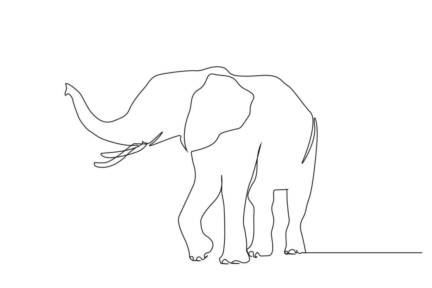 grande elefante animale selvaggio animale uno linea arte design vettore