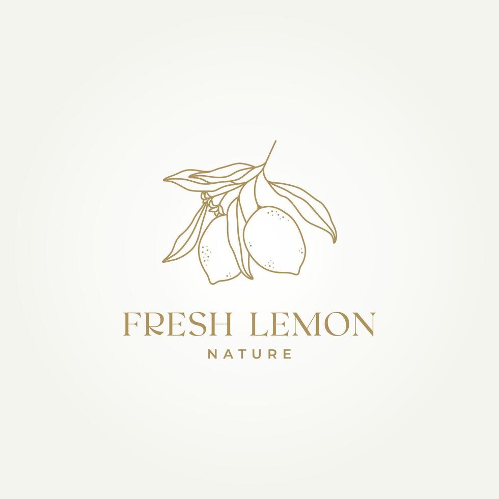 linea arte mano disegnare di Limone albero brunch icona logo illustrazione design vettore