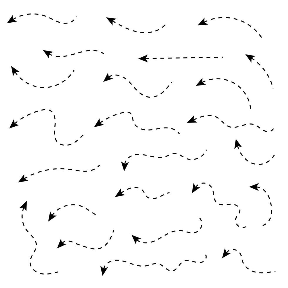 tratteggiata freccia collezione impostare. vettore