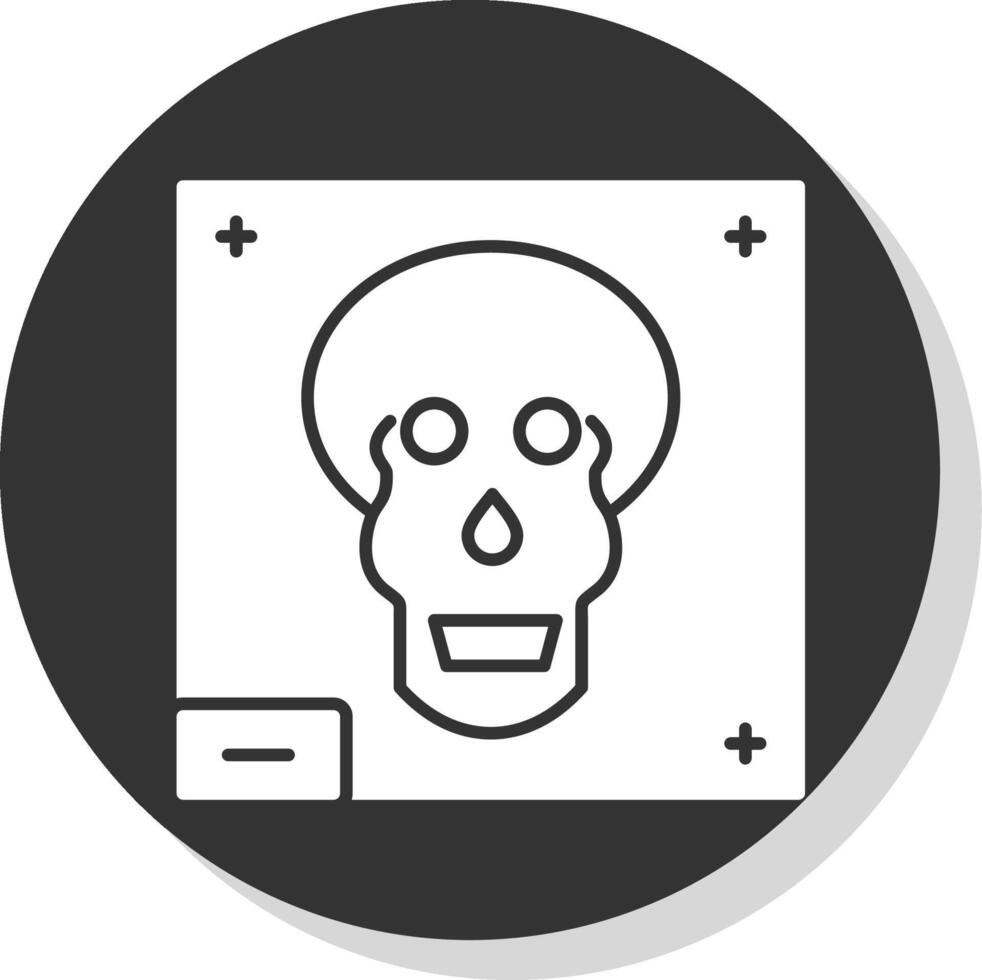 cranio X - raggio glifo grigio cerchio icona vettore