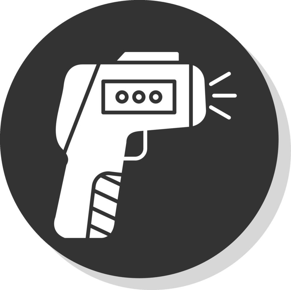 termometro pistola glifo grigio cerchio icona vettore