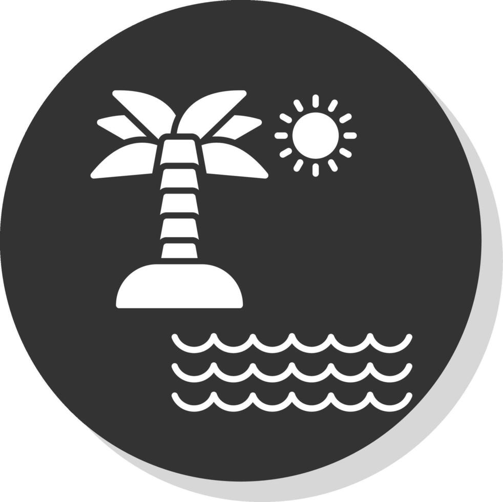 spiaggia glifo grigio cerchio icona vettore