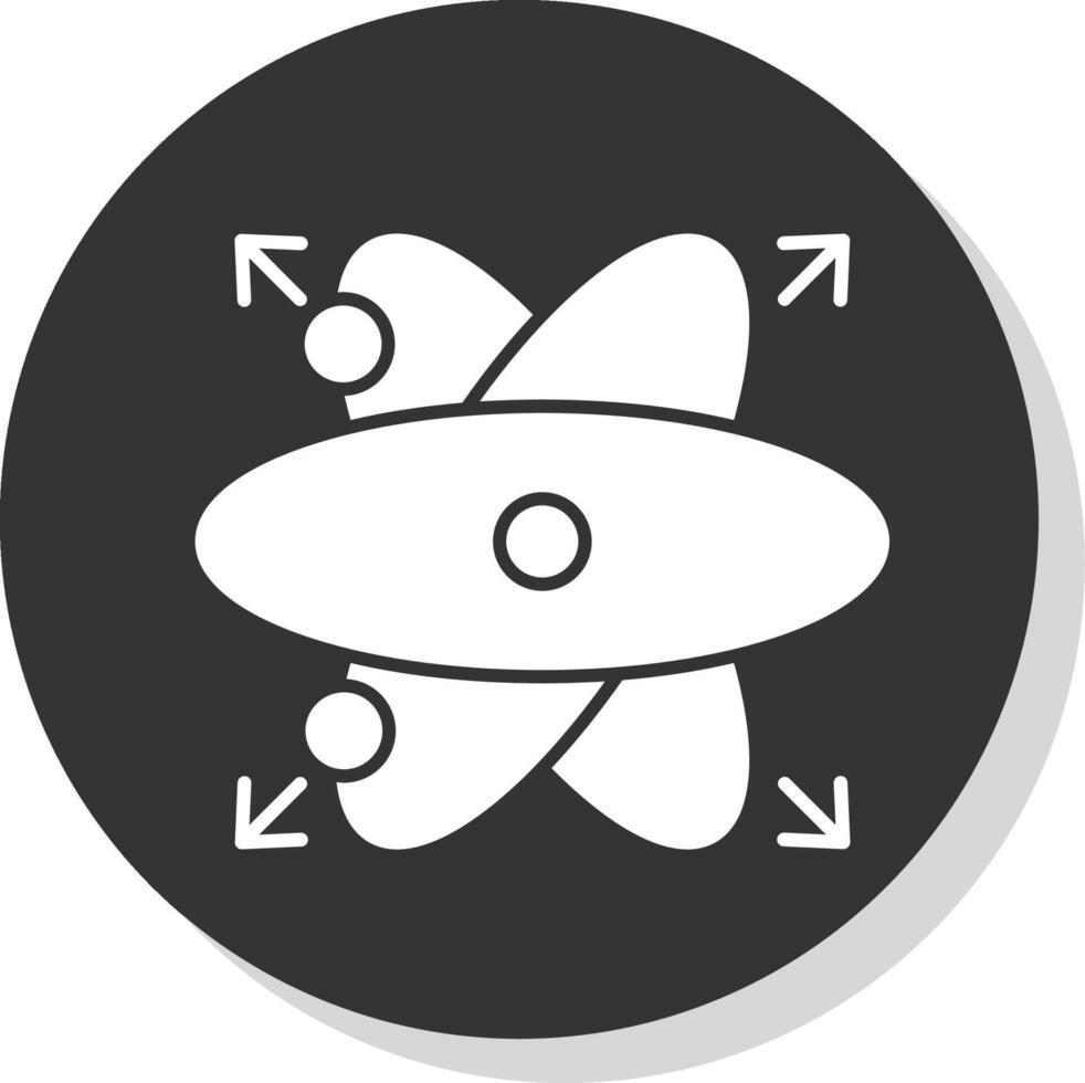 atomo glifo grigio cerchio icona vettore