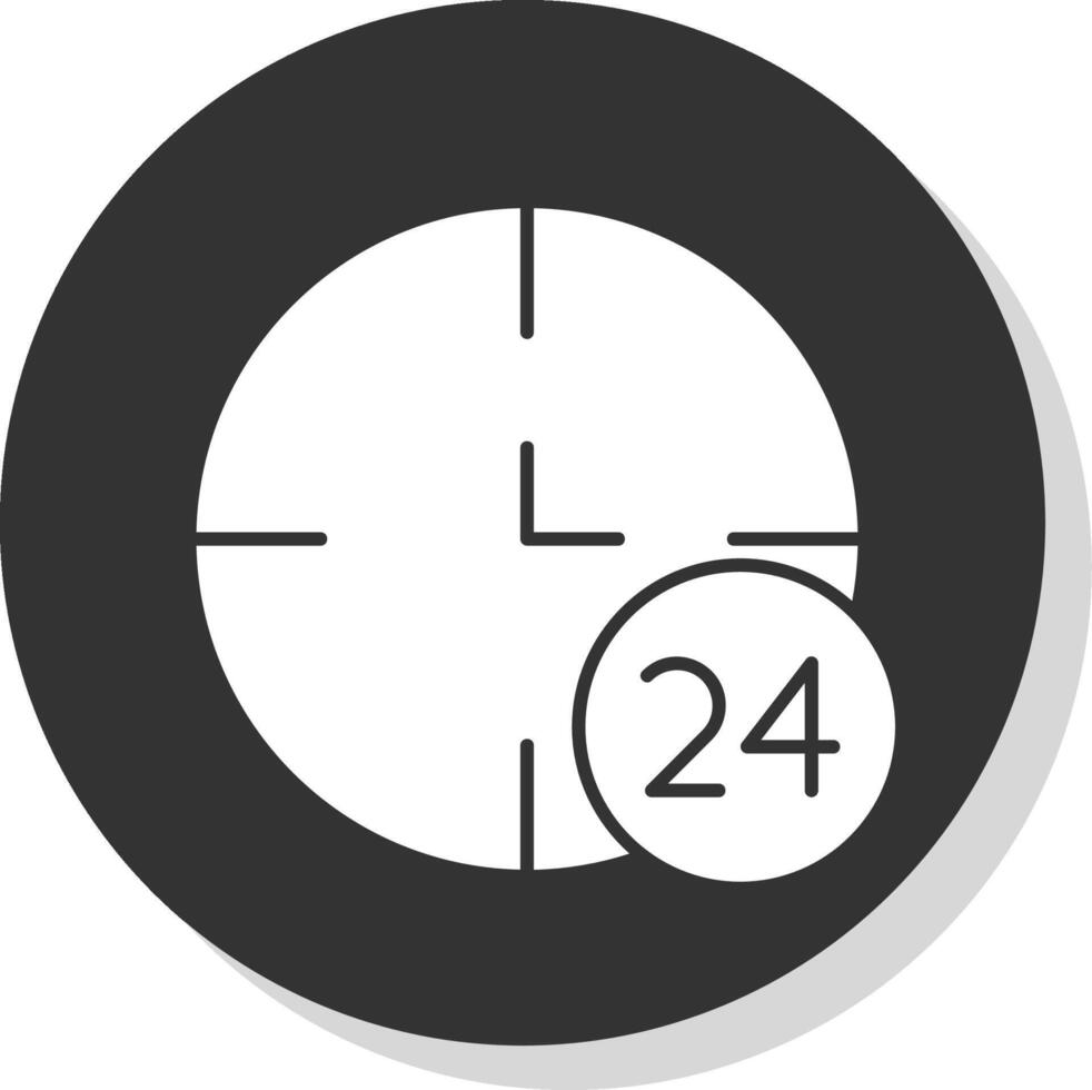 24 ore glifo grigio cerchio icona vettore
