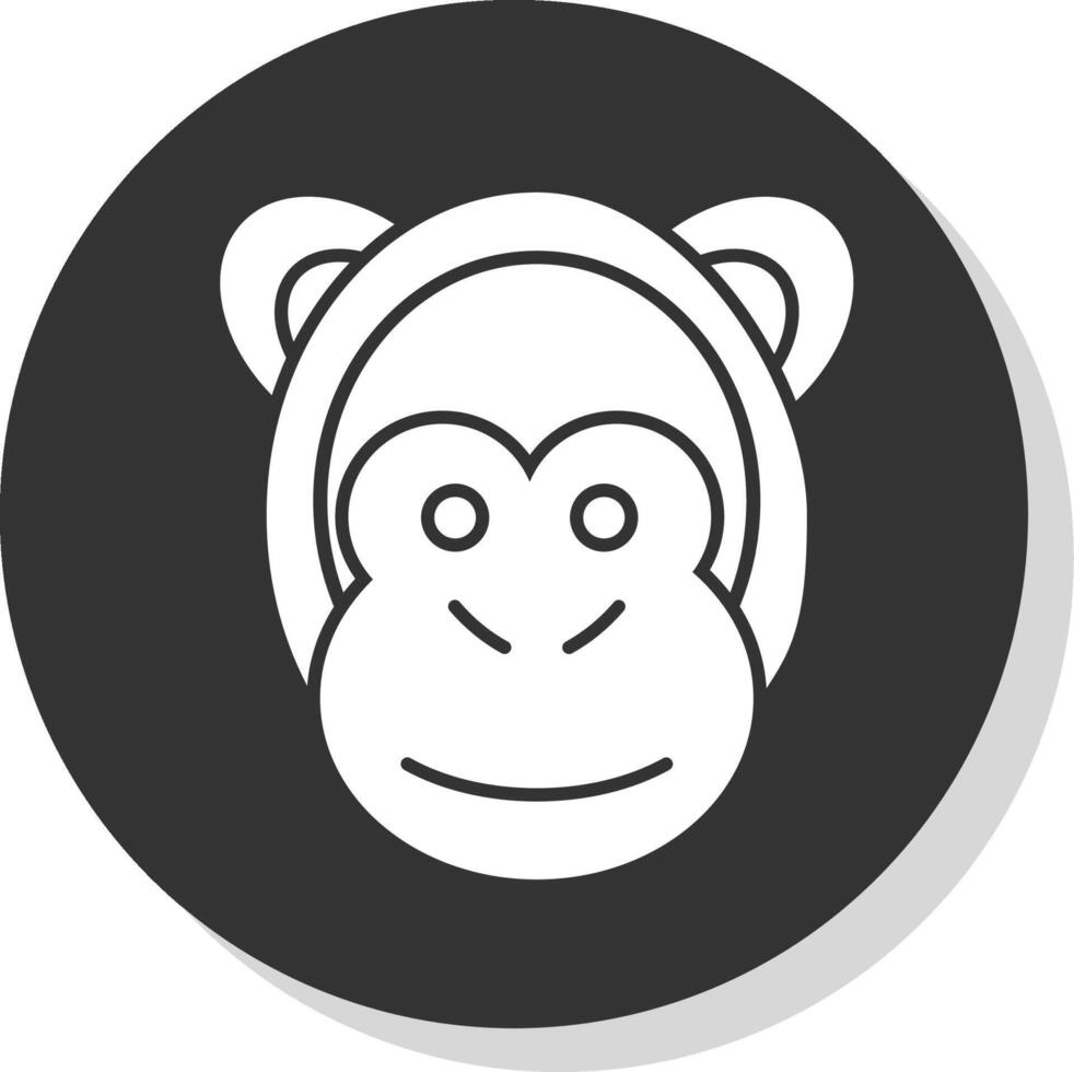 scimmia glifo grigio cerchio icona vettore