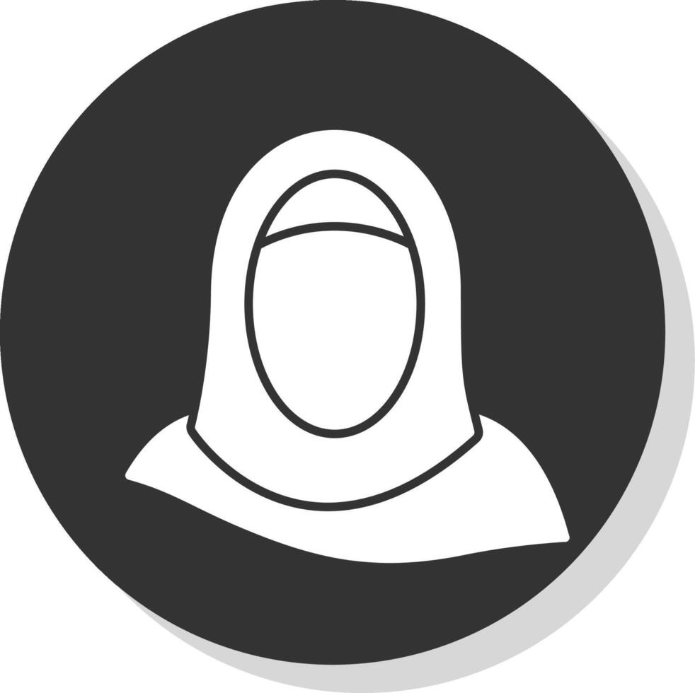 hijab glifo grigio cerchio icona vettore