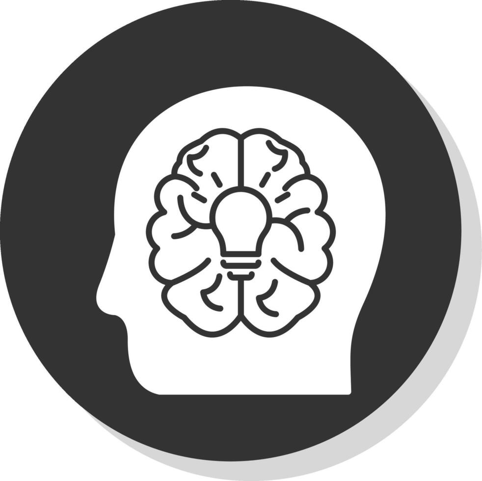 cervello glifo grigio cerchio icona vettore