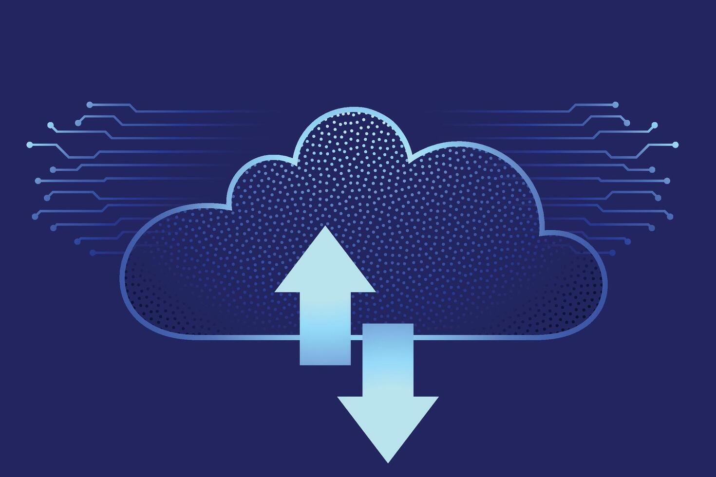 nube Conservazione. un' digitale servizio o applicazione quello trasferimenti dati per un' server o ospitando servizio. dati trasferimento protezione e dati centro connessione Rete. basato sul web nube. illustrazione vettore