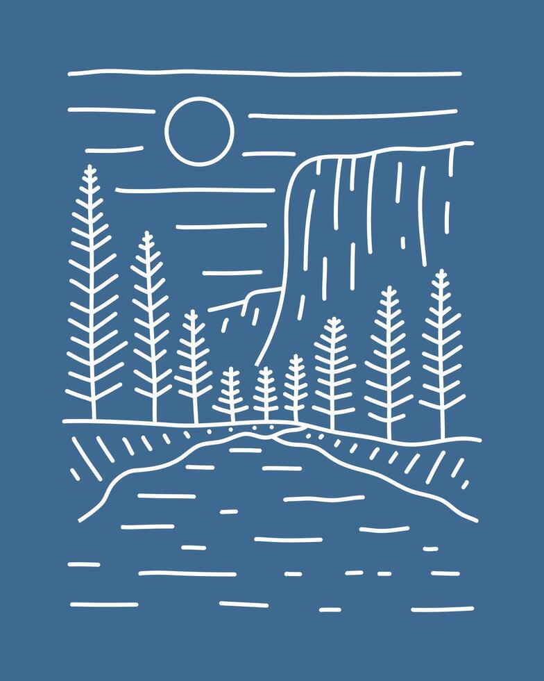 EL capitano Yosemite nazionale parco mono linea arte design per t camicia distintivo etichetta illustrazione vettore