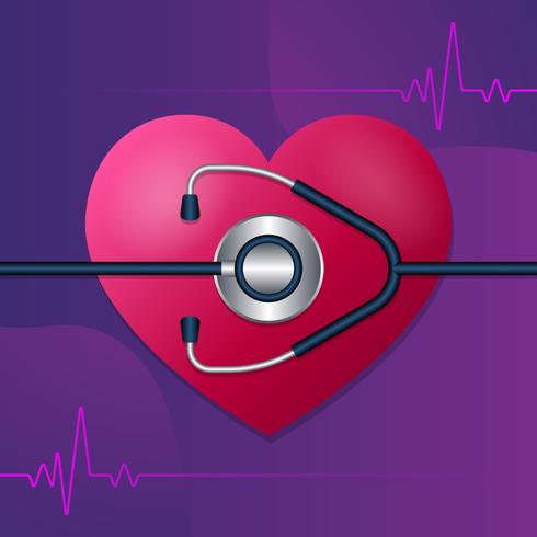 Stetoscopio e battito cardiaco vettore