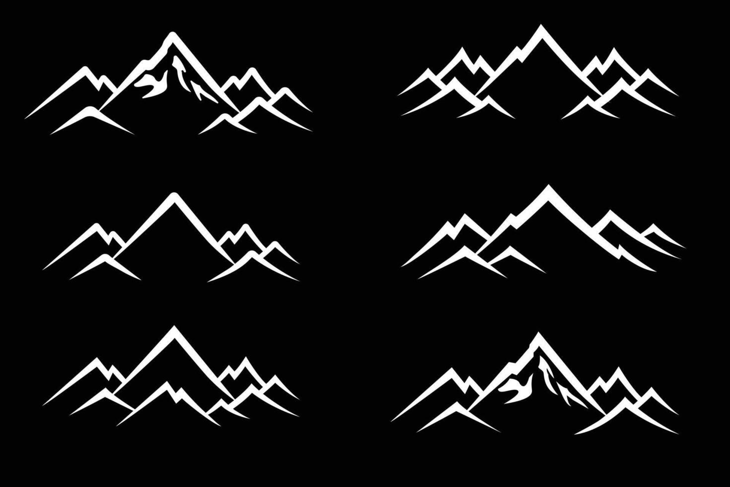 impostato di sagome di montagne su un' nero sfondo vettore