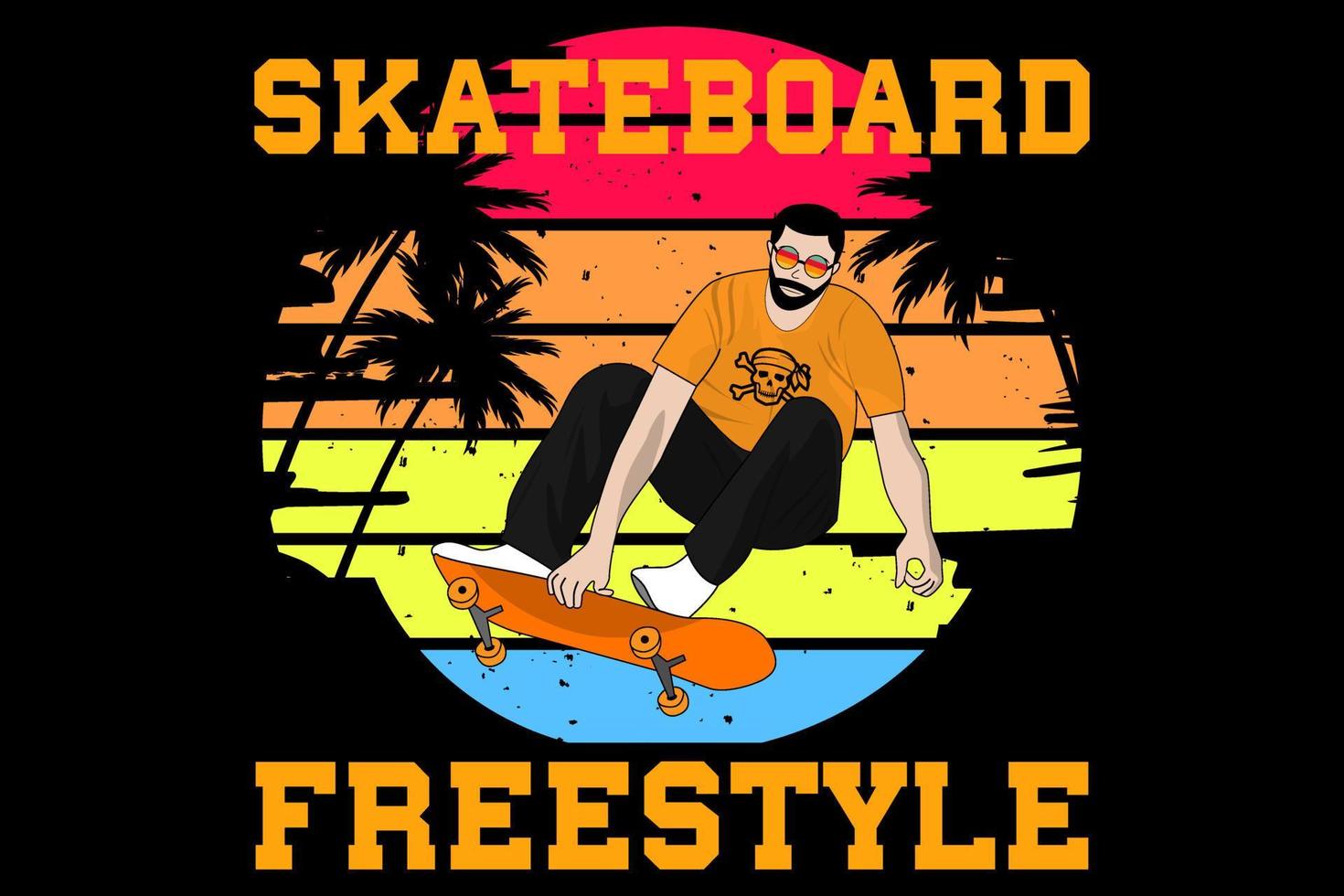 skateboard freestyle design vintage retrò vettore