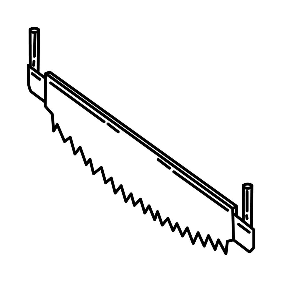 icona della sega di due uomini. scarabocchiare lo stile dell'icona disegnato a mano o contorno vettore
