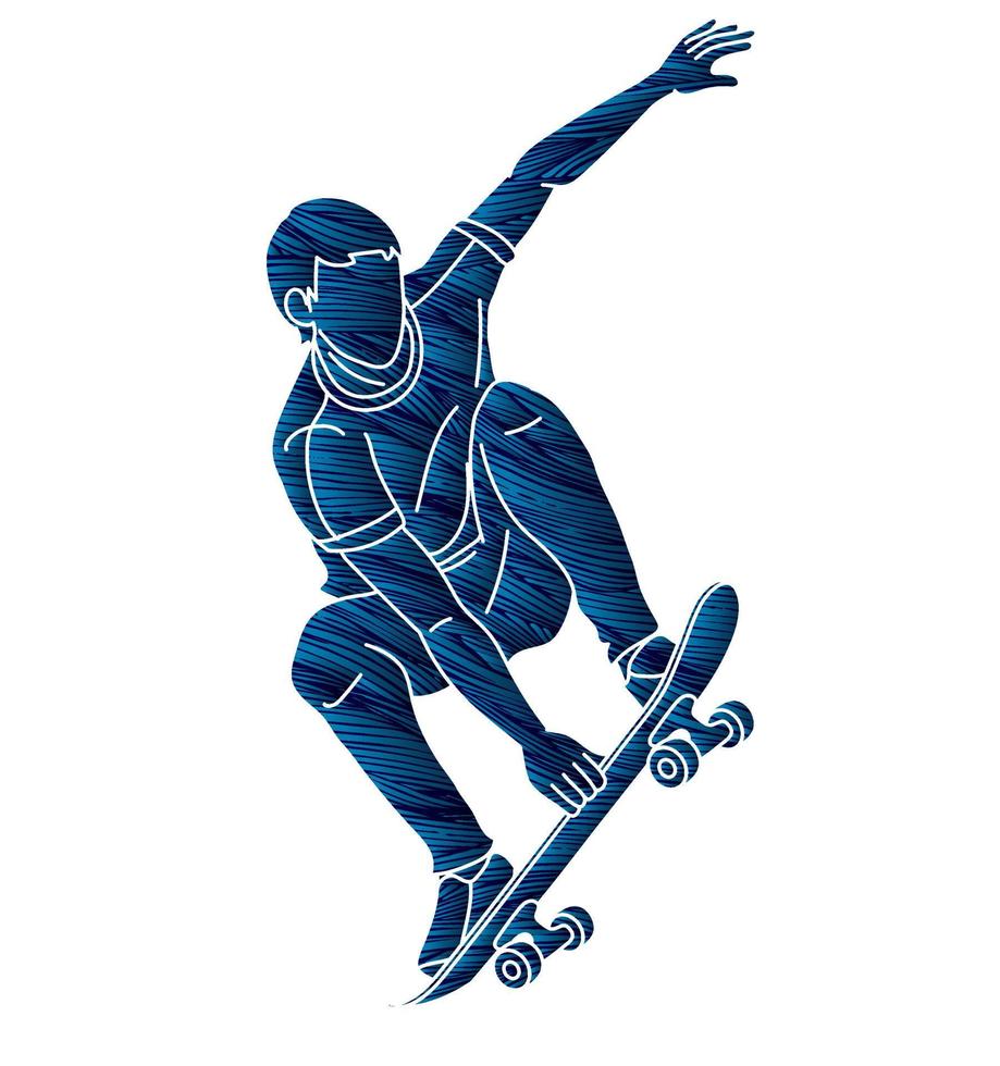 skateboarder che gioca a skateboard sport azione vettore