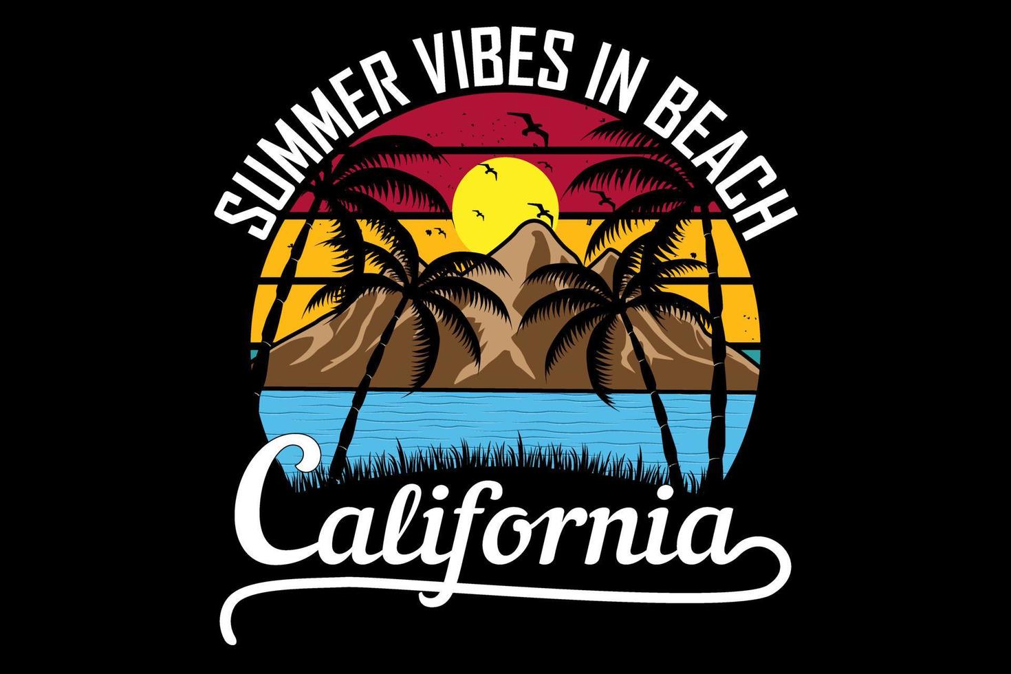 vibrazioni estive in spiaggia california design vintage retrò vettore