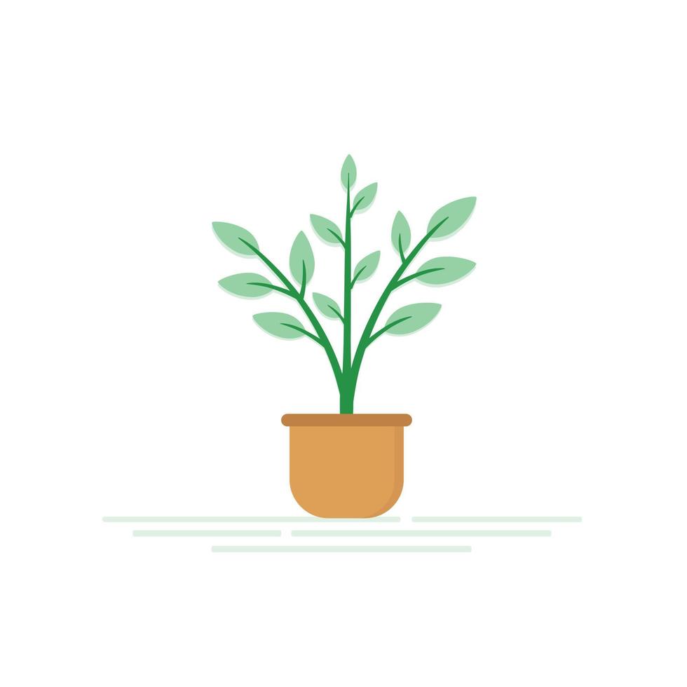 illustrazione vettoriale di pianta in vaso verde isolata su uno sfondo bianco