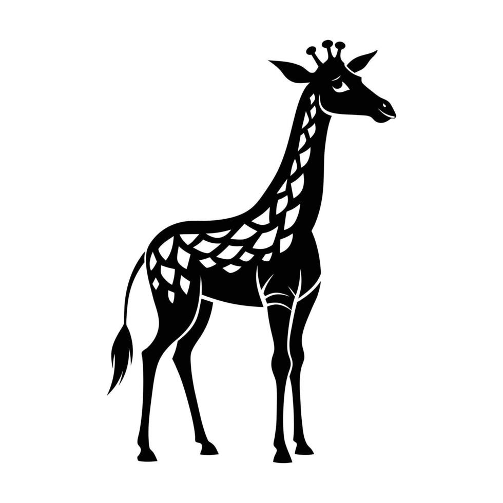 un' giraffa con un' nero e bianca disegno su bianca sfondo vettore