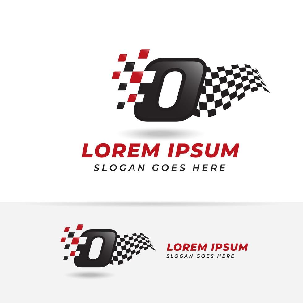 numero zero 0 racing icona simbolo di design. disegni del logo del numero di gara vettore