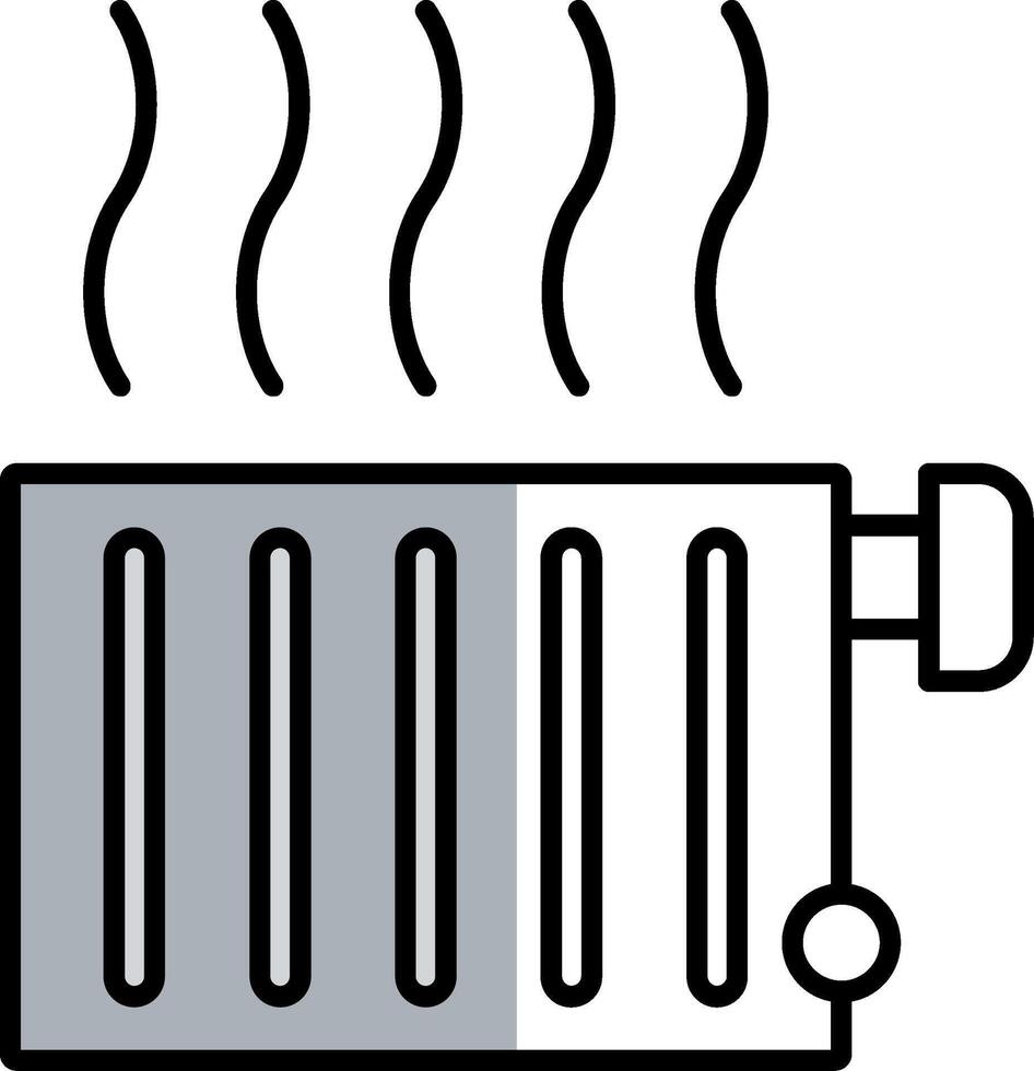 termosifone pieno metà tagliare icona vettore